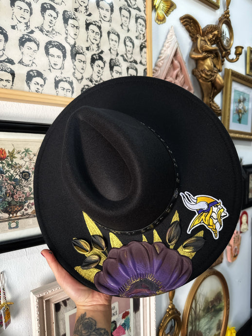 Extra wide brim Vikings hat