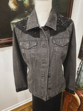 Black beaded, embroidered and painted denim jacket size S (sleeve beaded work too)