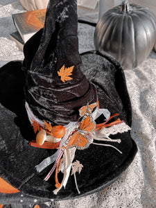 Autumn Witch Hat with mushrooms- free crystal