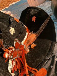 Autumn Witch Hat with Mushrooms- free crystal
