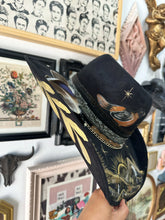 Black outlaw cowgirl hat- Fall bird and mountains