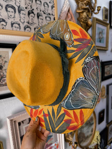 Top and Bottom mustard butterfly hat