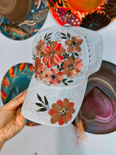 All denim floral cap