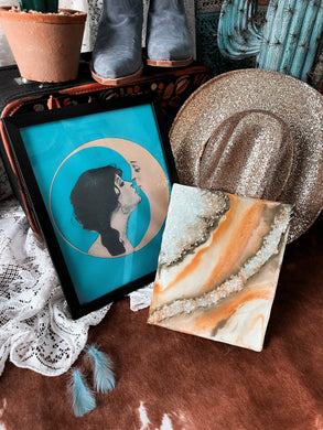 Framed print and original handmade crystal art