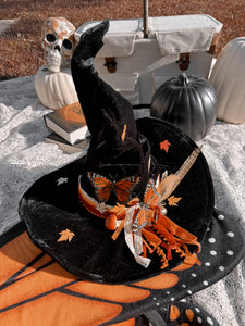 Autumn Witch Hat with Mushrooms- free crystal