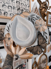 Gray butterfly hat top and bottom painted