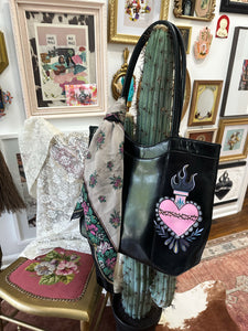 Hand painted 90s HOBO brand spacious long shoulder bag