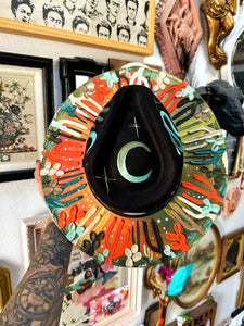 Sunrise Desert with moons and teal turquoise snakes size large