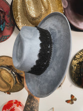 Blue with Black Lace and beaded work