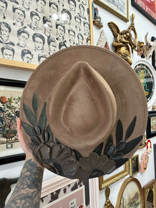 Taupe dark brown florals