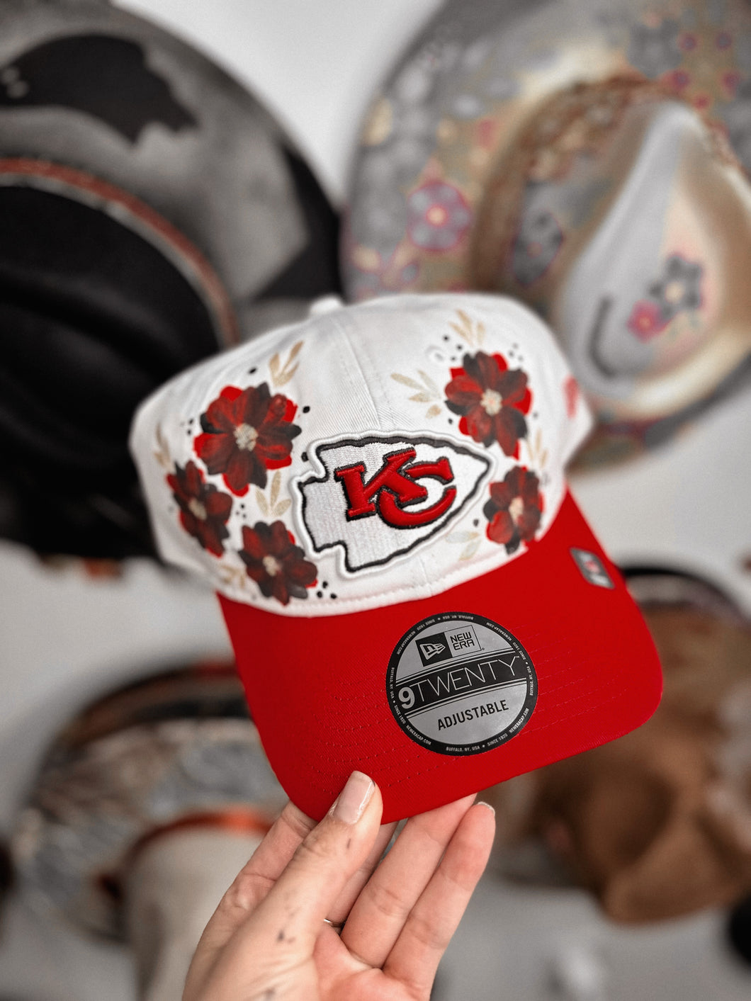 Red and white chiefs hat