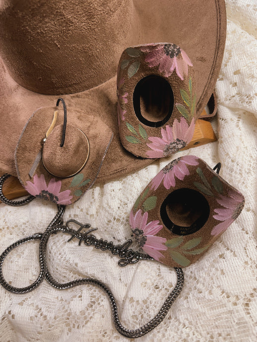 Taupe and mauve cowgirl hat ornament/ car charm