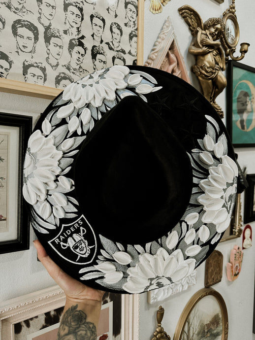 Raiders hat top and bottom painted