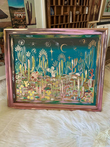 Desert Cactud Framed Original Painting