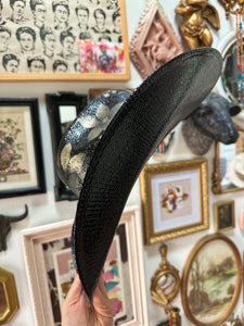 Black Straw Alternative Cowgirl Floral hat size 57cm