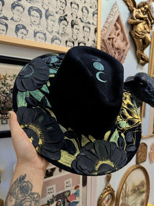 Black color shifting extra shimmery black hat (made to order)