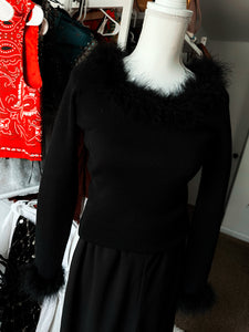 Authentic Y2K feather black top size M