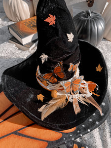 Autumn Witch Hat with mushrooms- free crystal