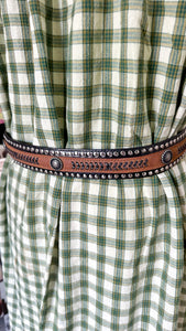 Handmade western dress with genuine leather belt size S