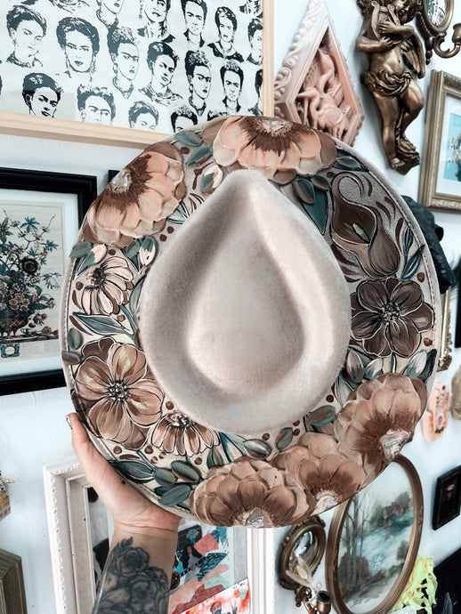 Taupe tan classic florals top and bottom painted