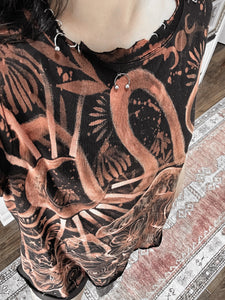 “444” Piercings and Bleach  Black Size L tee