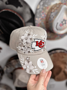 Tan chiefs hat with beige