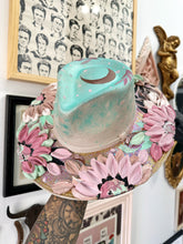 Shimmer blue ombré abstract glitter pink and neutral hat