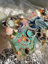 Ocean themed painted and real seaglass purse
