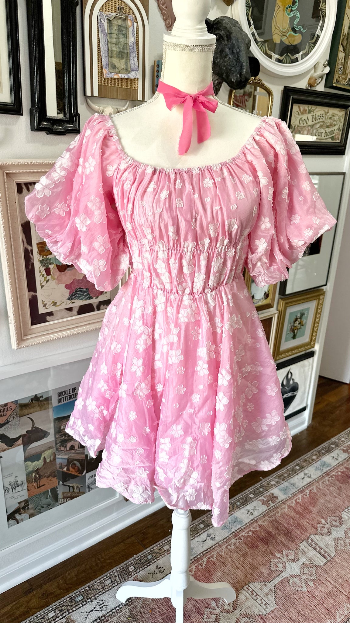 Cottagecore pink puffy dress new size M Beyond the Canvas by Yaya Cottagecore pink puffy dress new size M Beyond the Canvas by Yaya