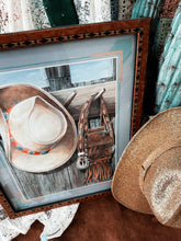 Framed vintage western cowgirl art in unique frame (18x24 inches)
