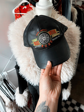 Vintage motorcycle leather cap