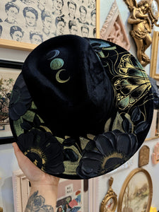 Black color shifting extra shimmery black hat (made to order)
