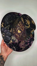 Deep green, black and purple shimmer witchy hat