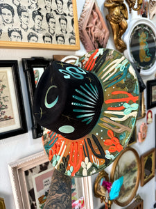 Sunrise Desert with moons and teal turquoise snakes size large