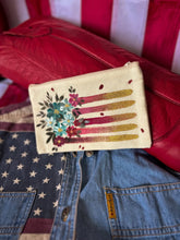 Pink and teal Americana hand painted pouch