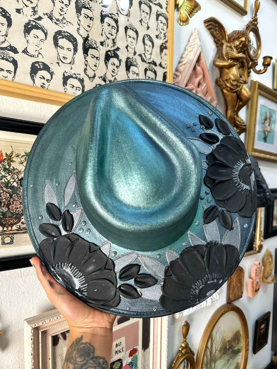 Metallic blue with silver and black size large