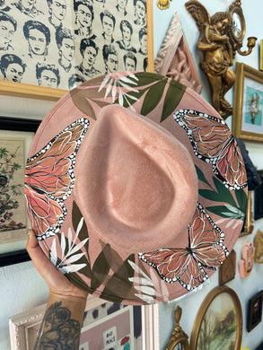 Blush pink top and bottom painted butterfly