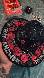 THORNS AND ROSES: sides, top and brim painted