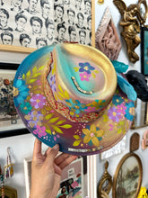 Colorful boho hat top and bottom painted