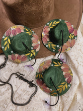 Hunter green mauve hat with gold- mini ornament/ car charm