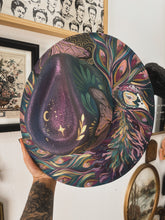 Whimsical color shifting with gold butterfly peacock hat