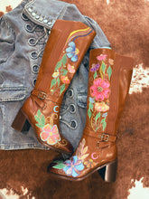 Hand painted tall brown boots size 8