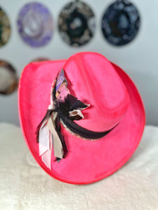 Bright pink outlaw minimalist cowgirl hat