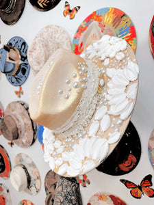 Cream, white and pearls with vintage pin- made to order