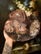 Color shifting moody lightweight and airy witchy leopard hat