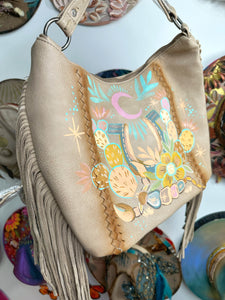 Western Boho fringe scorpion, handpainted bag