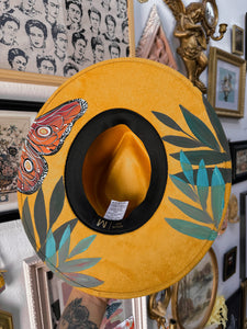 Top and Bottom mustard butterfly hat