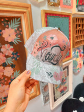 Hunter green and blush pink HOWDY camo hat