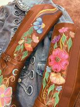 Hand painted tall brown boots size 8