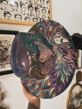 Whimsical color shifting with gold butterfly peacock hat
